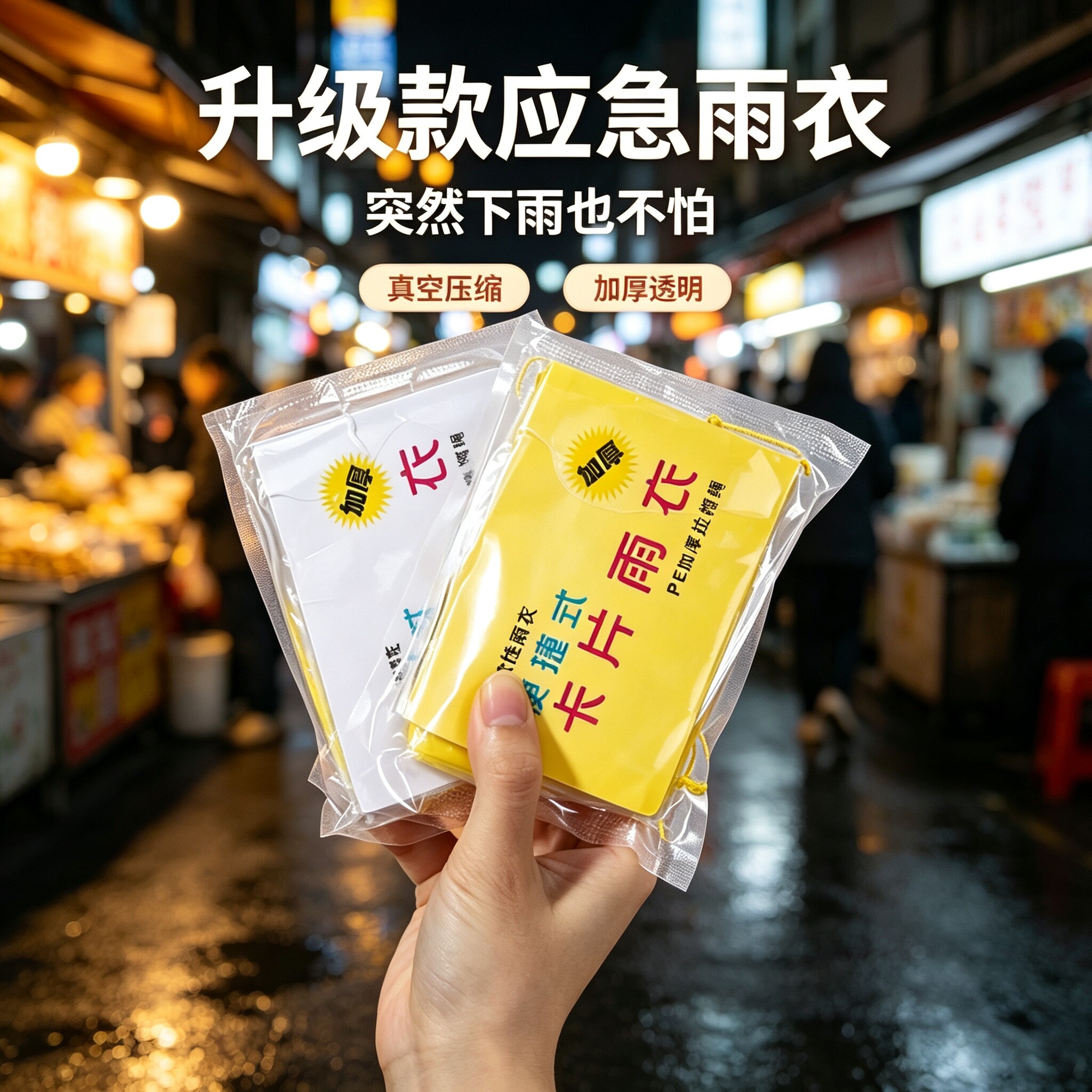 一次性便携卡片连体雨衣成人儿童