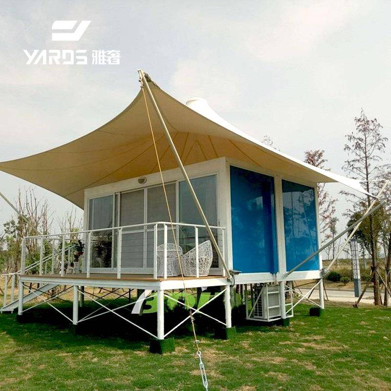 景区度假别墅帐篷尖顶野奢露营住宿酒店帐篷带卫浴张拉膜欧式篷房