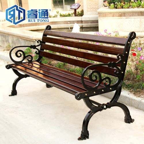 户外公园椅长凳子室外休闲椅长椅园林椅铸铁防腐实木靠背椅子座椅