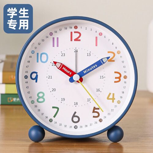新款铅笔学生可充电闹钟儿童幼儿园教学钟静音带夜灯早教表桌面钟