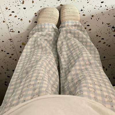 秋冬季加绒长裤卡通休闲遛弯裤少女可外穿家居裤软糯双面德绒睡裤