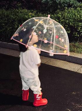 波点透明雨伞儿童小巧便携幼儿园宝宝小学生手提简约拱形减负小号