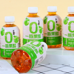 无糖型苹果醋350ml*6瓶0糖0脂0卡解腻水果汁发酵饮料无糖饮品整箱