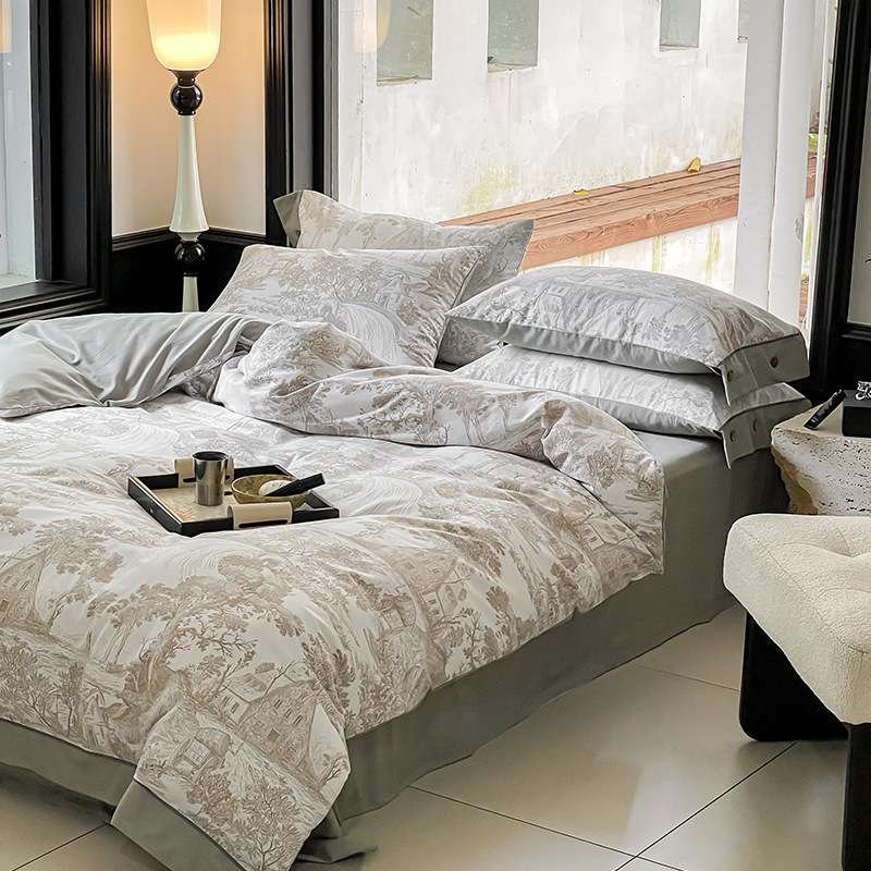 细腻柔软火山小磨毛纯棉纽扣款四件套全棉床笠冬季加厚床上用品