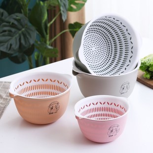 双层塑料沥水篮洗菜盆洗菜篮厨房家用创意淘米菜篮子水果盘客厅