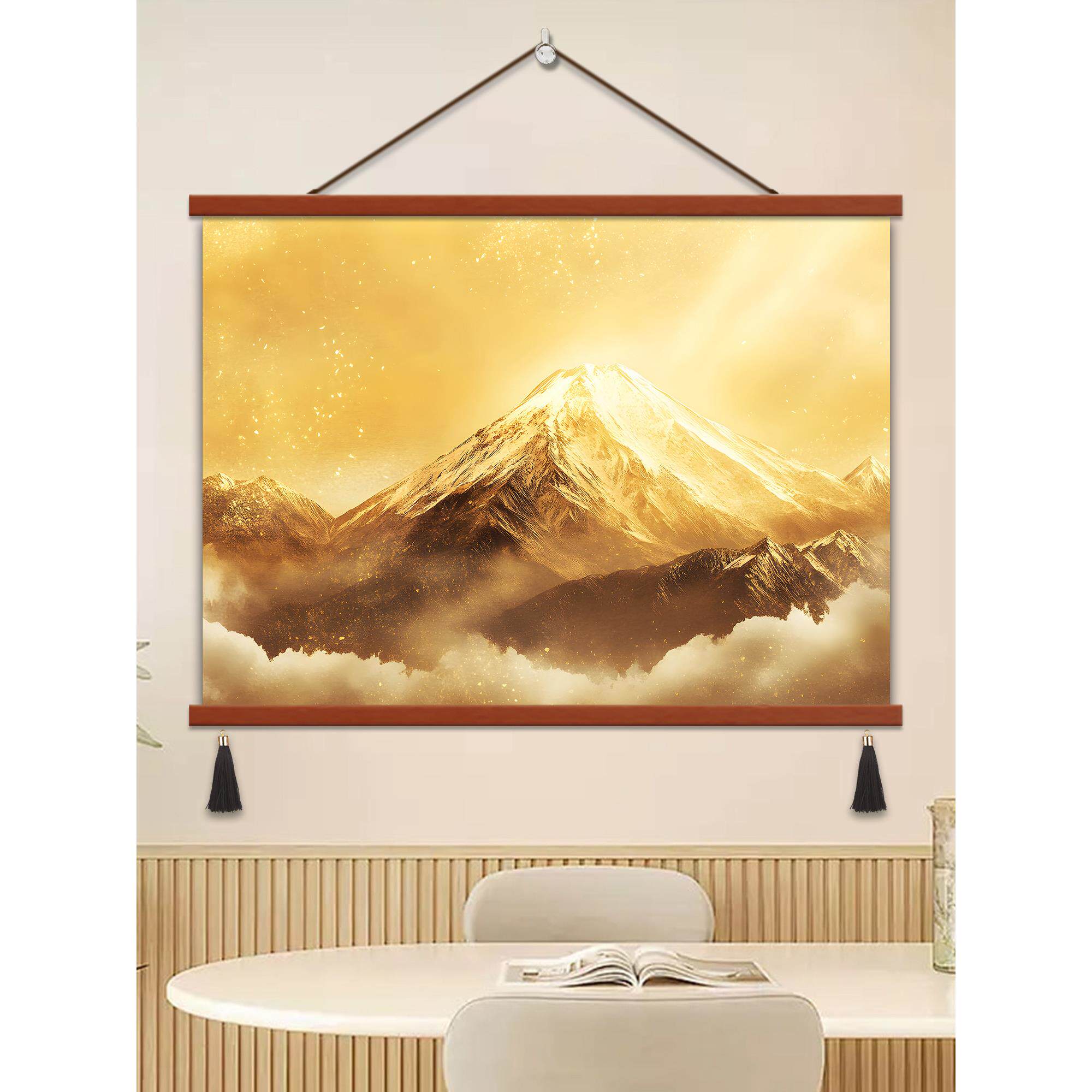 日照金山沙发背景墙装饰画现代简约2026客厅新款挂画背有靠山壁画