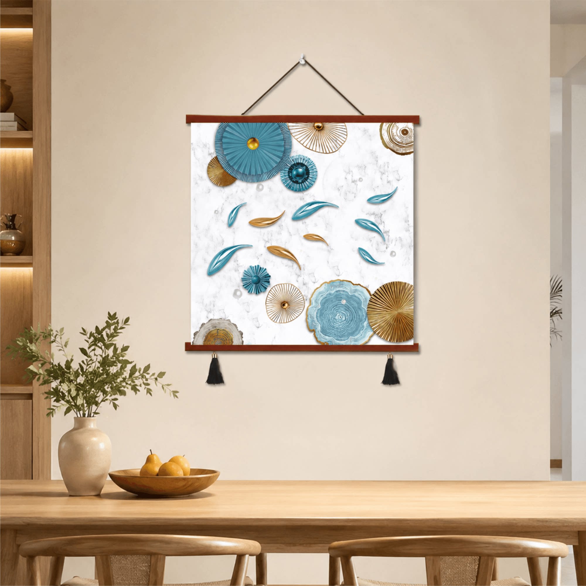 轻奢大理石纹九鱼图装饰挂画餐厅玄关客厅卧室背景墙高级壁画挂件