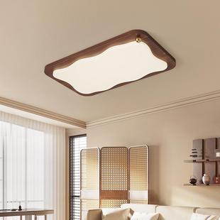 中古风厅吸顶灯美式 复YH607古l奶ed胡桃客木纹主豆亚克力护眼大厅