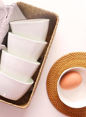 4用个景镇德个性装白色家F758HMT8骨瓷吃饭韩式饭碗四方小碗陶瓷