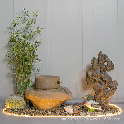假山喷水泉观2398鱼景缸造景阳台庭酒店办公室鱼池流摆件循环院水