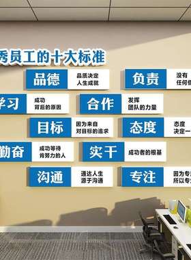 公室墙装饰办氛围布置公司员面工励志标语贴画会议企19661-19文化