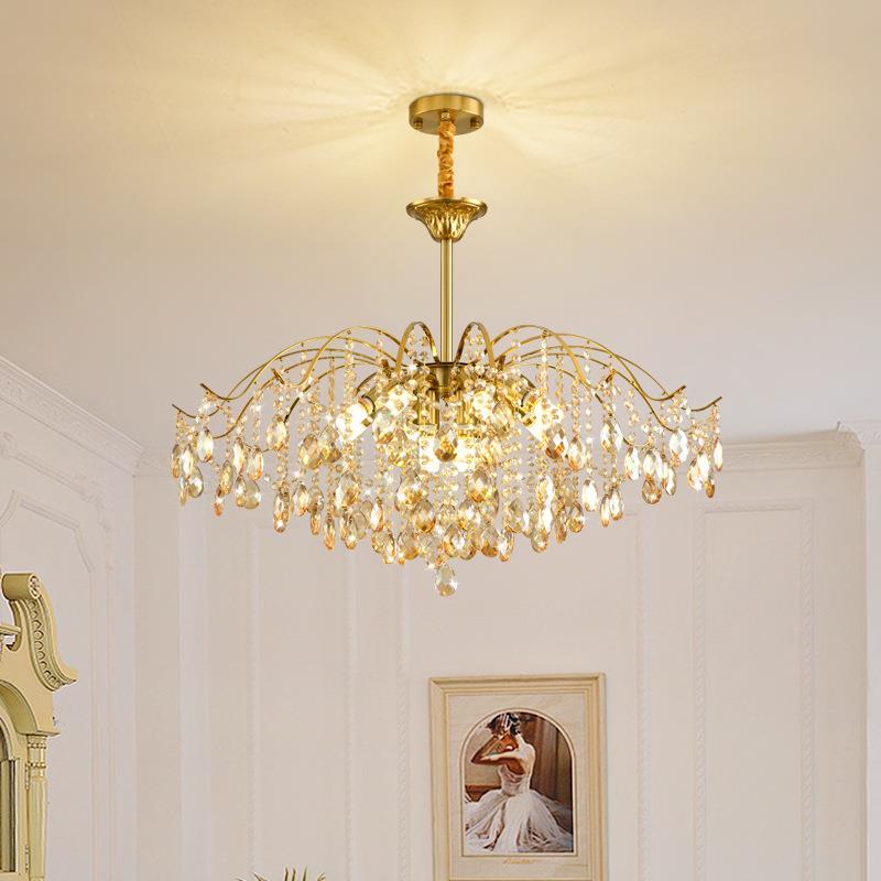 3174客间厅吊灯轻法式水晶灯奢中古房卧室灯餐厅灯现代简约客厅灯
