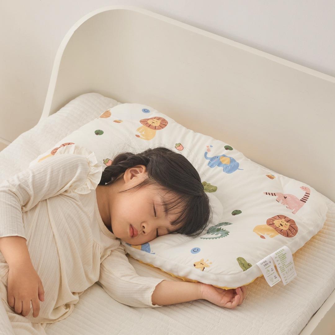 四季款AhshB版儿可童羽丝棉环保芯透气枕婴幼儿3绒D豆豆双面枕头