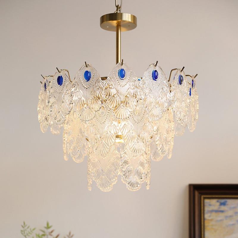 玻温685馨主卧书房餐厅客公房间厅中山吊灯法式轻奢璃清新主卧室