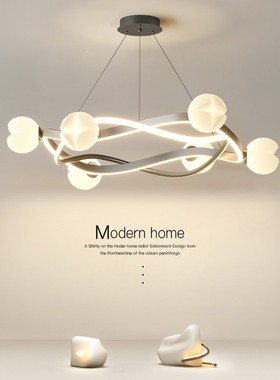 20969卧26灯新款创意花瓣铝材厅吊灯高档时尚极简圆环室吊线餐厅