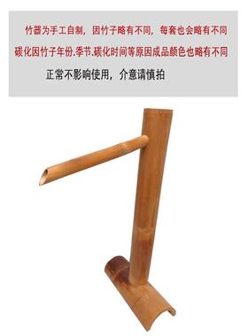 竹缸筒IIX纯流水摆件石钵庭院阳台中式景观水槽水鱼池手工惊鹿循