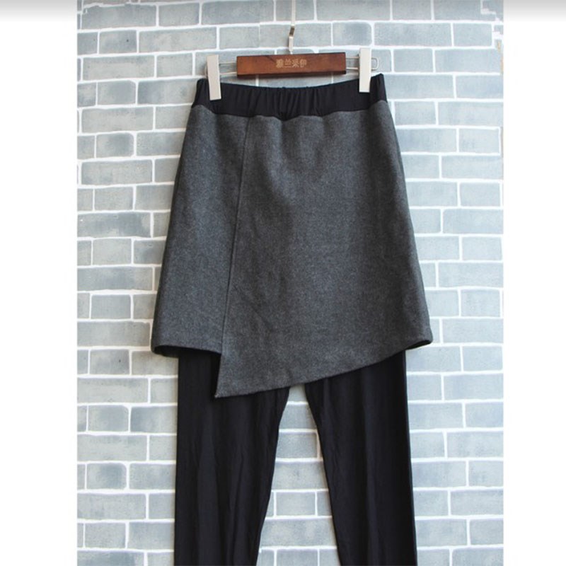 大码假两件一体裤裙百搭F打底裤子不对称松紧腰