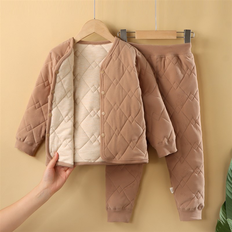 儿童棉服冬季儿j童夹棉保暖衣套装小学生校服神器内搭棉袄棉裤加