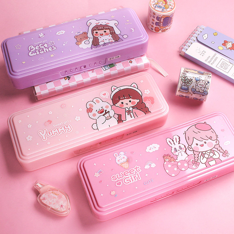 密码文具盒小学e生笔袋女新款女童文具盒多功能小孩双层塑料带密,文具电教/文化用品/商务用品,笔袋,淘宝优惠券,粉丝福利购,淘宝优惠卷