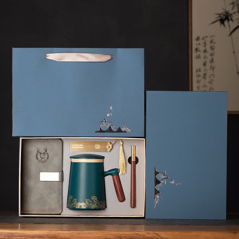 陶瓷马克杯茶水分离水杯子刻字大容量办公室L泡茶杯定制礼品印log