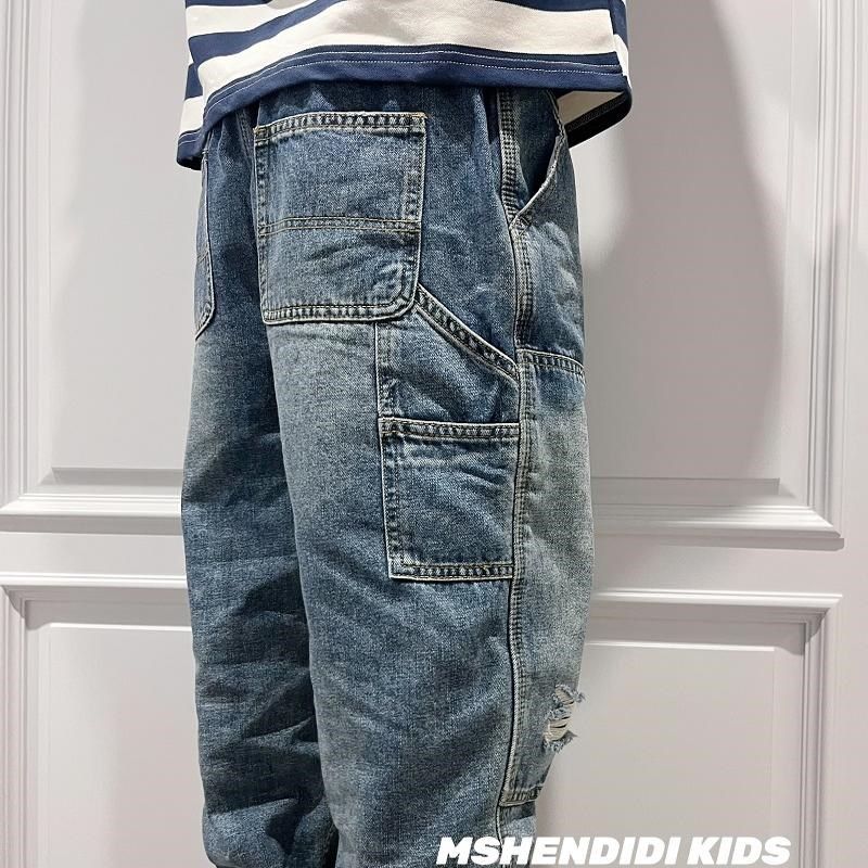 个性款日系d 男童软牛仔裤春秋款2025新款儿童春季裤子日系中大童