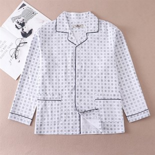 男士 秋冬款 全棉式 薄款 天家居服套 睡衣男长b袖 中年夏季 纯棉春秋季