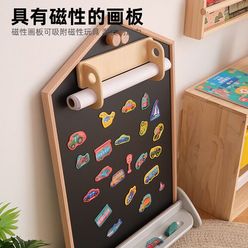 儿童画板磁性涂鸦小黑板积木墙2合1双面宝宝绘画写字Y板支架式家