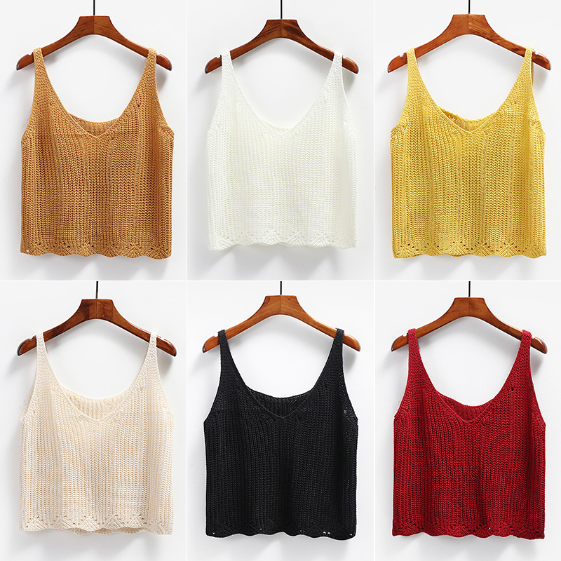 春秋季新款韩国百搭针织衫u马甲背心吊带显瘦外穿小清晰毛衣少女