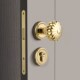 法式 W南瓜球木门 金色门锁室内卧室房门锁静音老铁门分体双开美式