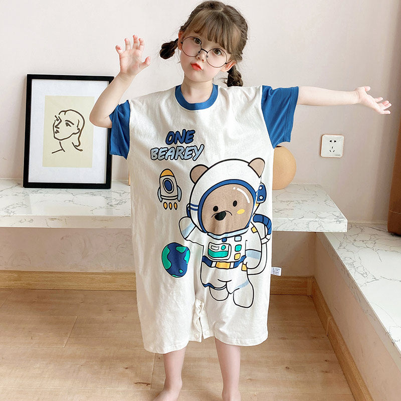 宝宝睡袋婴儿夏季薄款短袖儿童分腿防踢被男童R女童纯棉按扣空调