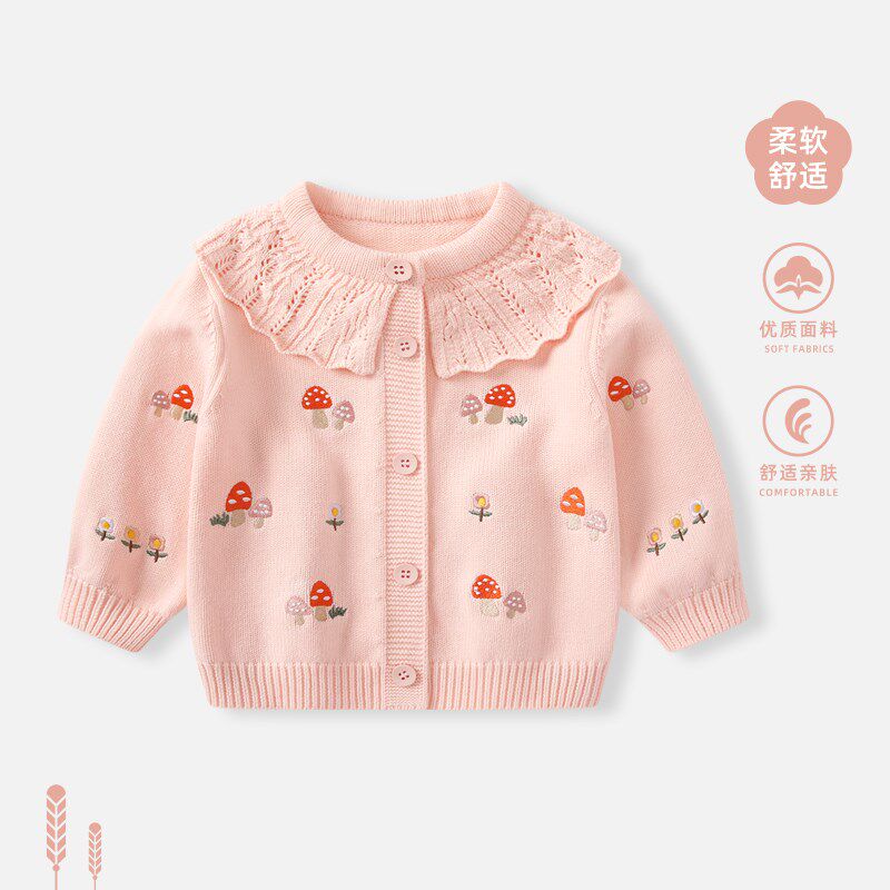 婴儿衣服秋装针织外套女童秋款开衫上衣洋气毛衣T儿童宝宝毛线上