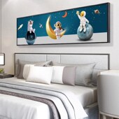 儿童房床头装 饰画女孩男孩房间卧室挂画J男童女童卡通太空可爱壁