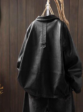 黑色pub皮衣外套女士款2025春季新款冬季加厚翻领小个子短款夹克