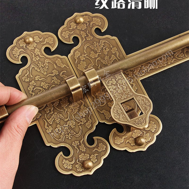 纯铜中式仿古大门插销老式木门锁花园庭院门门P闩祠堂农村大门门