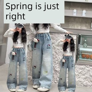 大儿童 秋季 风格 采购产品女孩e牛仔裤 阔腿裤 和秋季 时尚 春季