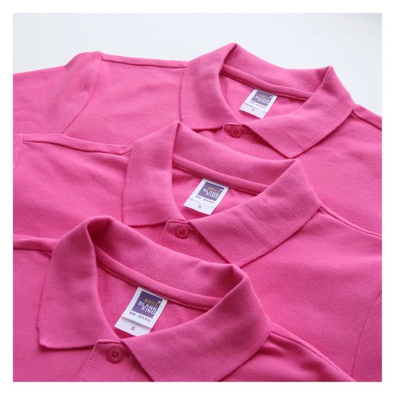 2021夏季新款 玫红色 桃粉色全棉纯棉D短袖 POLO衫男女 bf风宽松