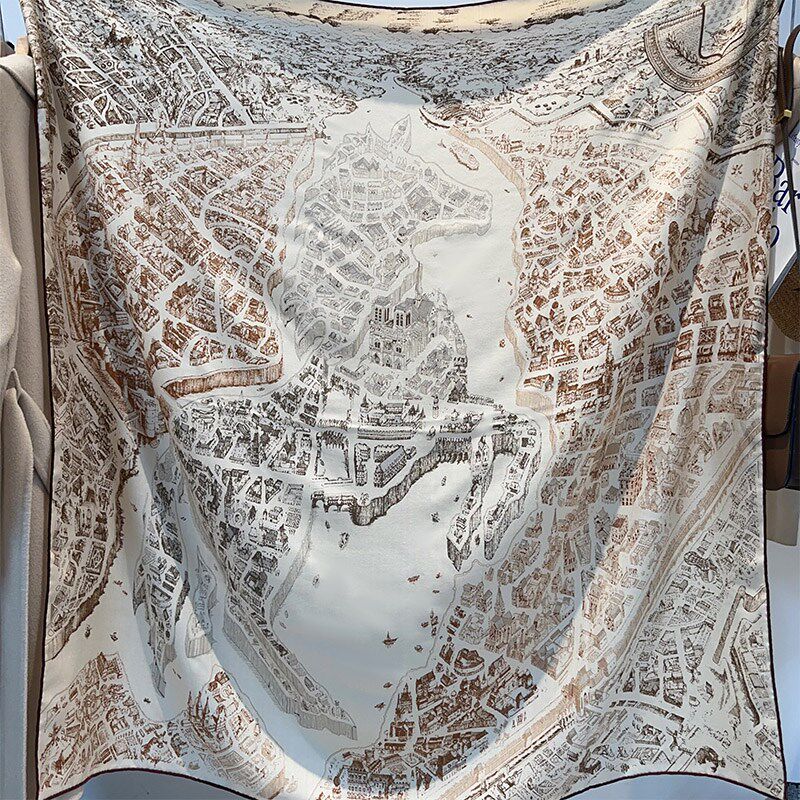 高级米棕色丨轻奢丝毛p围巾女骏马之城真丝羊毛丝巾办公室防晒披