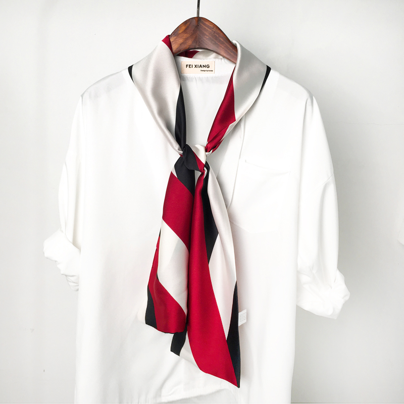 春秋长条小丝巾装饰百搭韩国细窄B飘带春季洋气领巾围巾女薄款复