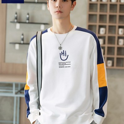 纯棉卫衣男款2023p春季新款青少年帅气潮春秋加绒夏季薄款长袖t恤