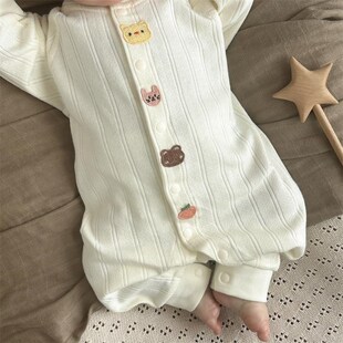 爬服睡衣套装 薄款 男女宝宝纯棉a类连H体衣春夏季 新生婴儿衣服春装