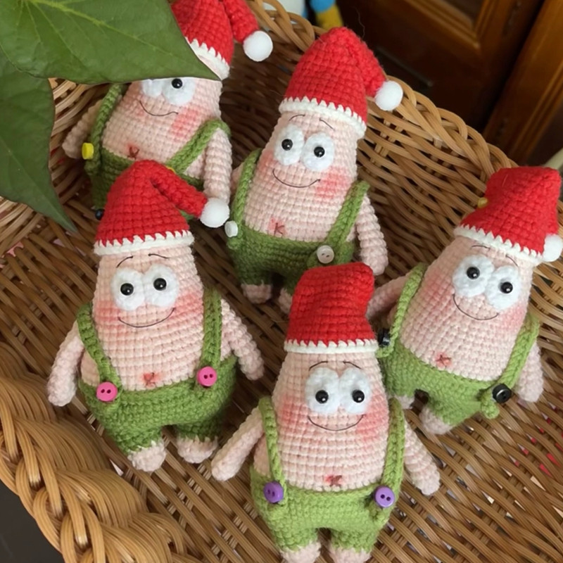 DIY钩织耶诞派大n星玩偶挂件毛线编织材料包海绵宝手工钥匙扣礼物,服饰配件/皮带/帽子/围巾,DIY编织材料包,淘宝优惠券,粉丝福利购,淘宝优惠卷