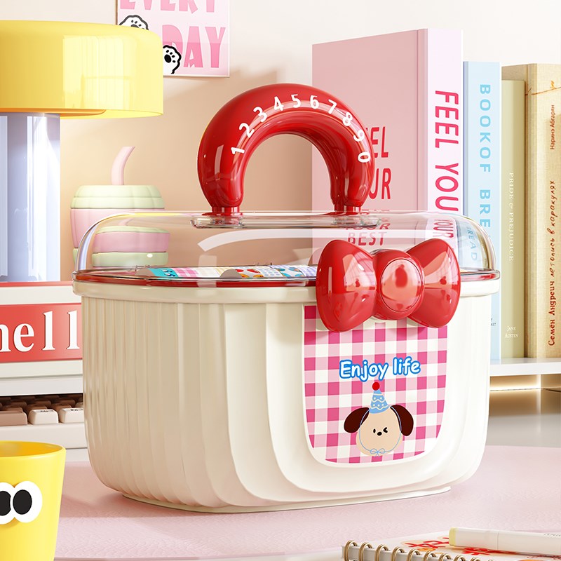 儿童发饰收纳盒女孩生发夹发圈头箍卡橡I皮筋头绳神器多层首饰盒