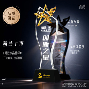 水晶奖杯定制年度创新之星优秀个人颁奖企业公司荣誉纪念刻字奖牌