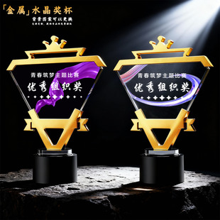 创意金属水晶奖杯定制高档大气企业颁奖销售冠军纪念荣誉纪念奖章