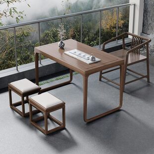 中式实木茶桌禅意功夫茶台家用阳台小户型茶桌椅公室仿古小茶桌