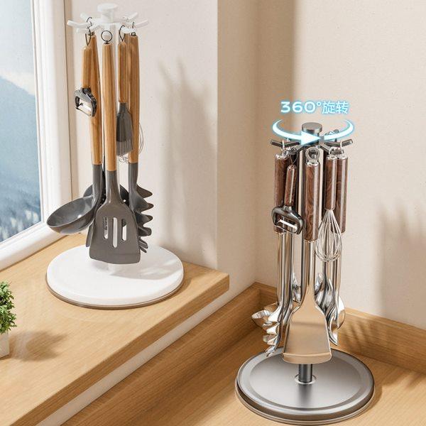 厨房旋转锅铲置物架勺子铲子挂架多功能台面收纳挂式厨具沥水支架,厨房/烹饪用具,水槽置物架,淘宝优惠券,粉丝福利购,淘宝优惠卷