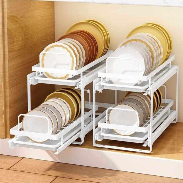 厨房抽拉碗碟收纳架橱柜拉篮抽屉式碗架盘子收纳架分隔碗篮置,厨房/烹饪用具,厨房抽屉置物架,淘宝优惠券,粉丝福利购,淘宝优惠卷