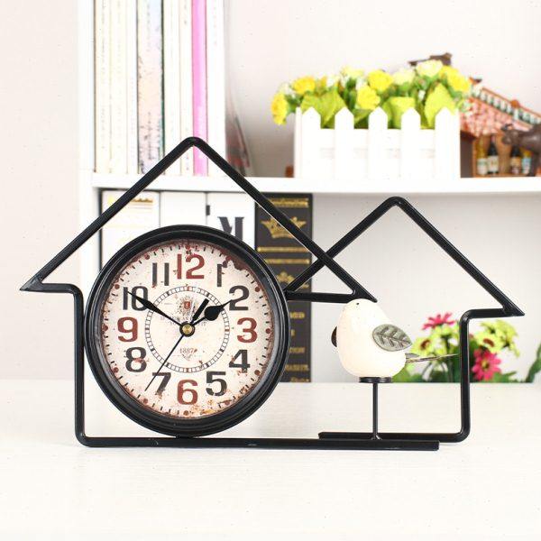 乡村房屋复古铁艺静音座钟个性桌面钟书桌仿古时钟鸟钟装饰钟表,家居饰品,立钟/落地钟,淘宝优惠券,粉丝福利购,淘宝优惠卷