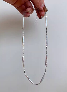巴洛克小银条淡水珍珠锁骨链