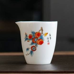 德化白瓷公道杯家用单个分茶器公杯防烫功夫茶具陶瓷茶海匀杯配件